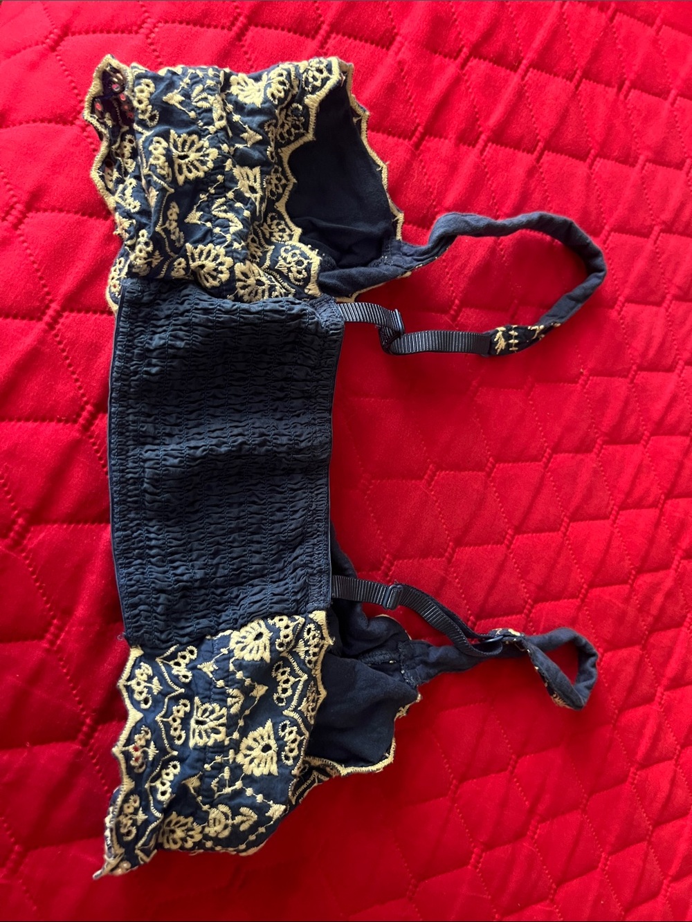 Free People Navy Blue and Cream Lace Bralette - Picture 3 of 5